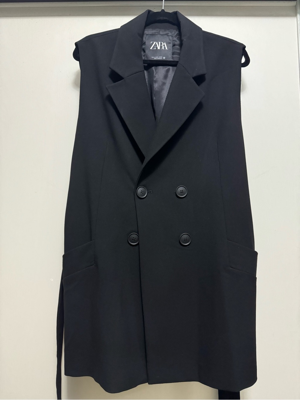 Zara Black Sleeveless Blazer Dress Size XL